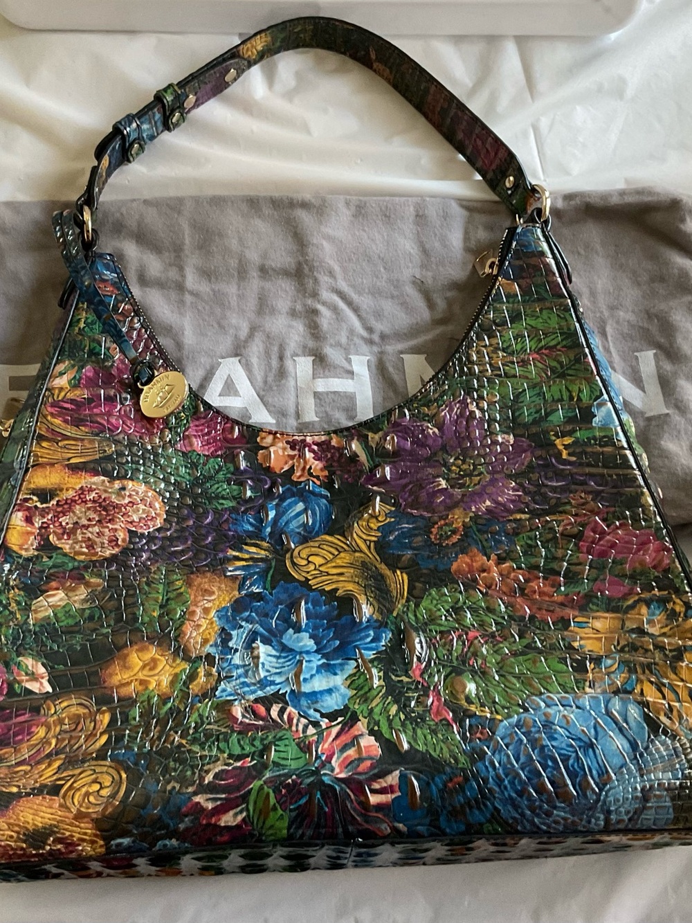 BRAHMIN Tabitha Renaissance Melbourne Croc-Embossed Leather Shoulder Bag